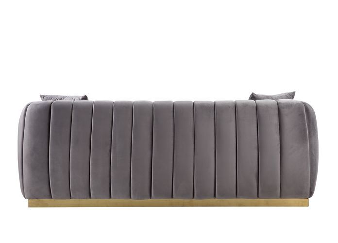 ACME Elchanon - Sofa - Gray Velvet & Gold Finish | Meri Furniture