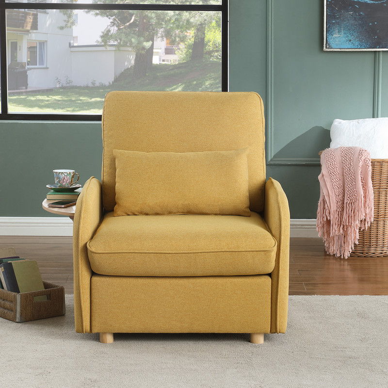Huckleberry - Linen Accent Chair With Storage Ottoman And Folding Side Table