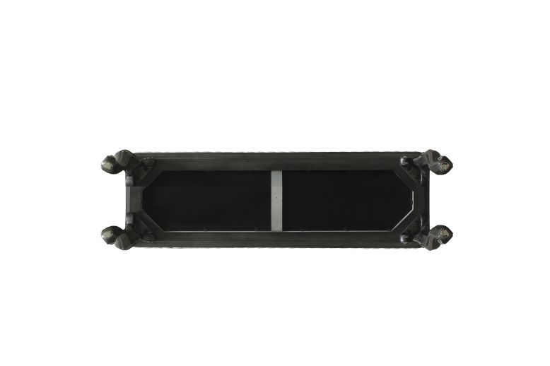 ACME House - Delphine - Bench - Two Tone Ivory Fabric & Charcoal Finish | Meri Furniture