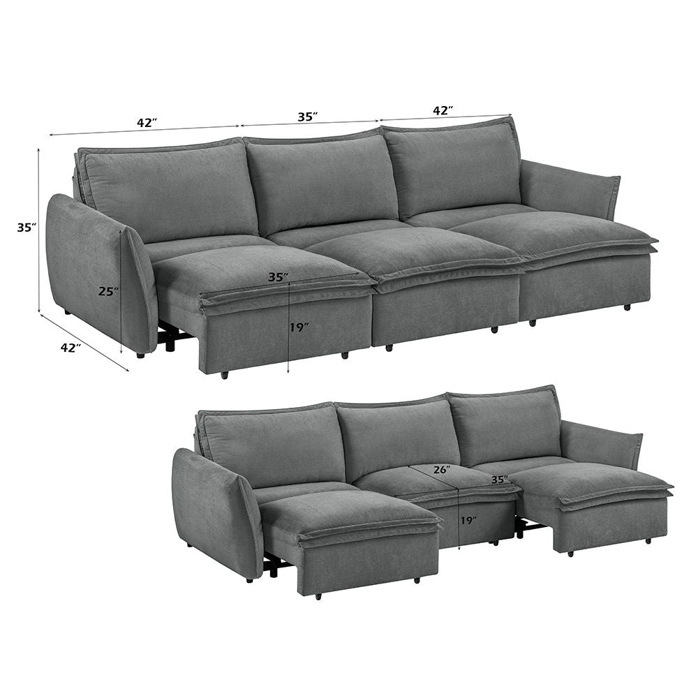 Eaden - Power Sofa With Sleeper - Gray Chenille