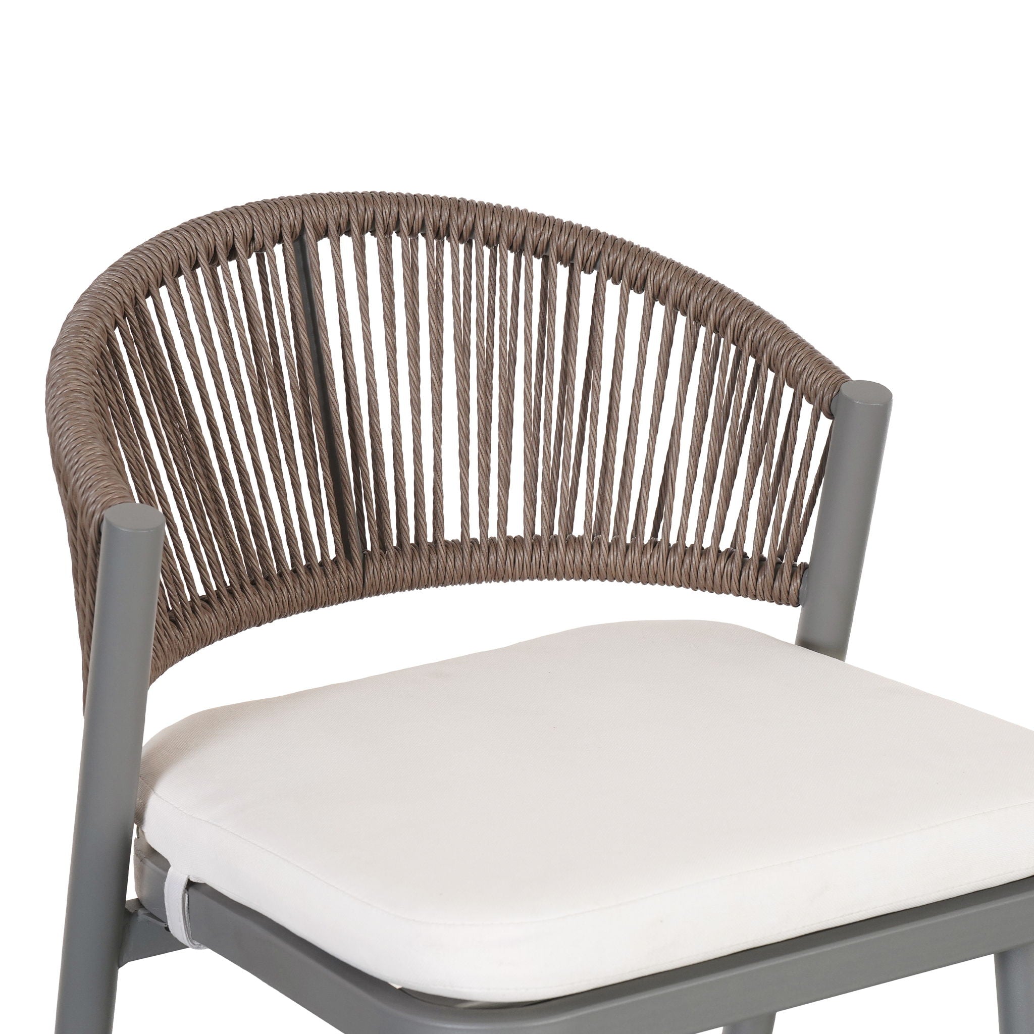 Outdoor Bar Height Metal Frame Counter Stools With Scallop Shaped Backrest & Water Resistant Cushions