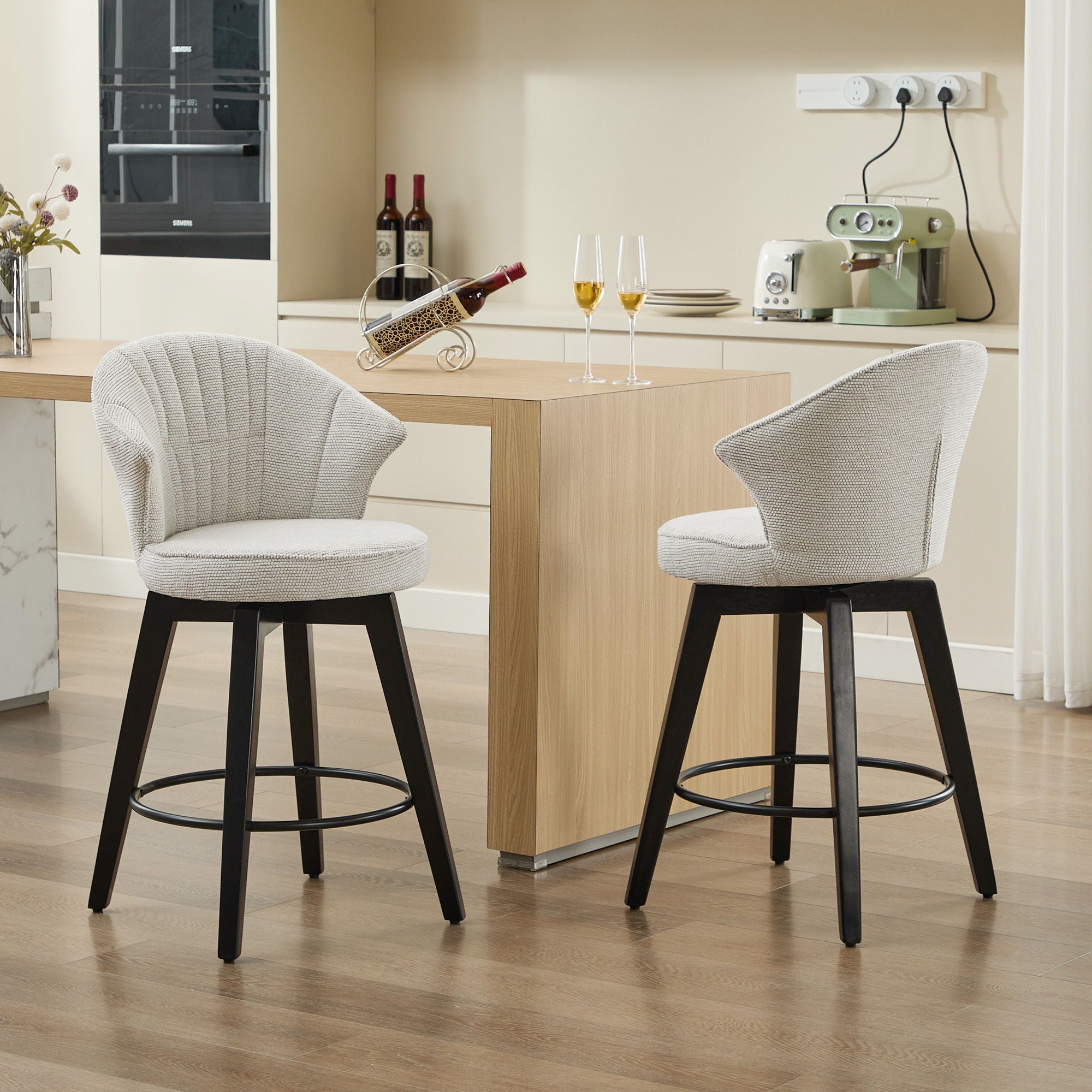 Wing Back Swivel Bar Stools (Set of 2)