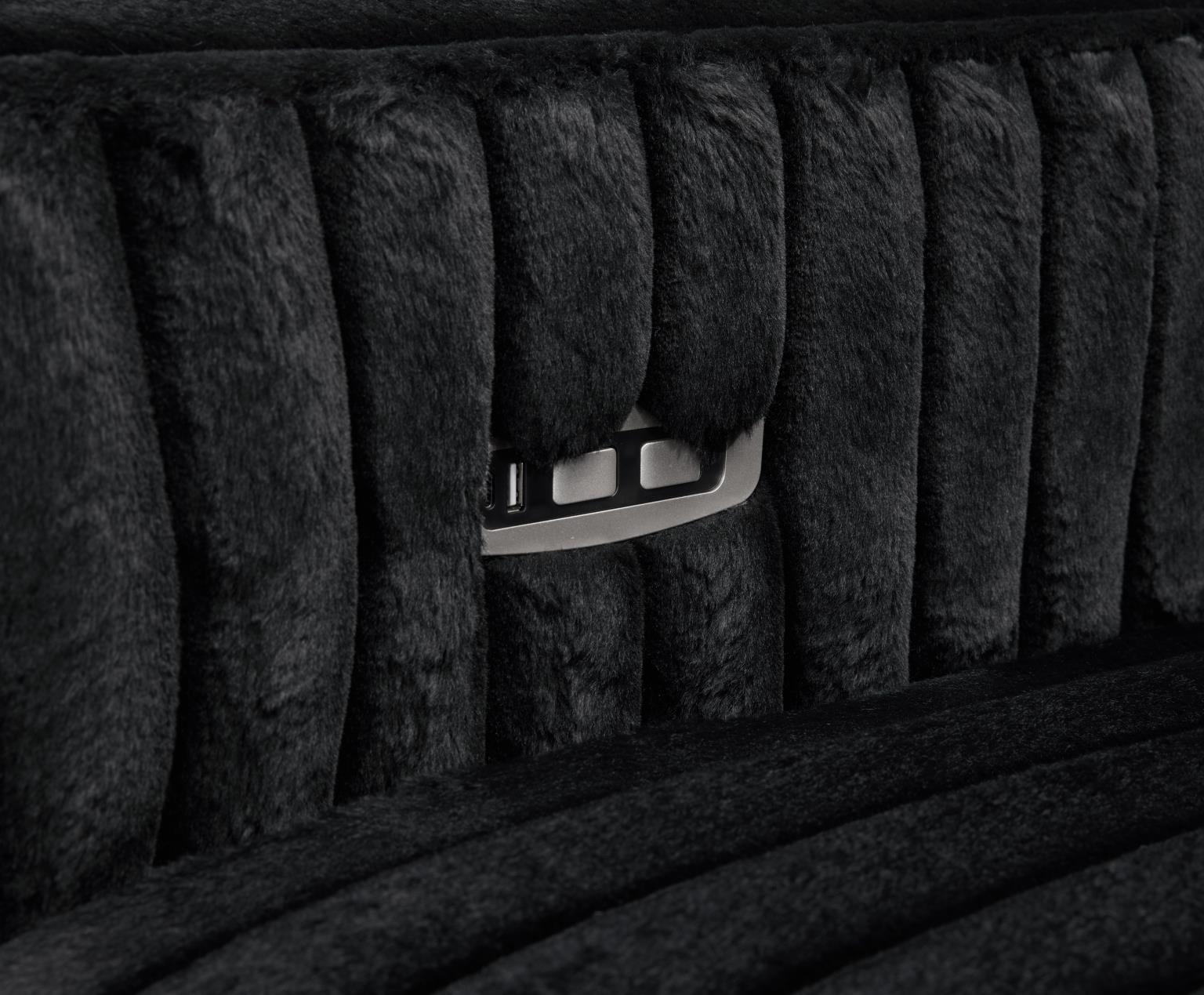 U259 - Corduroy Power Reclining 4 Piece Sectional With 2 Wireless Charger - Black