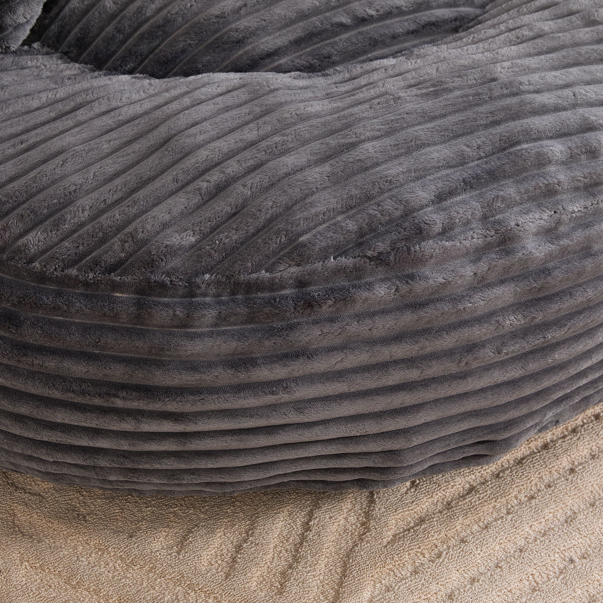 Oversized Bean Bag Chair With 3 Pillows & Armrest - Dark Gray