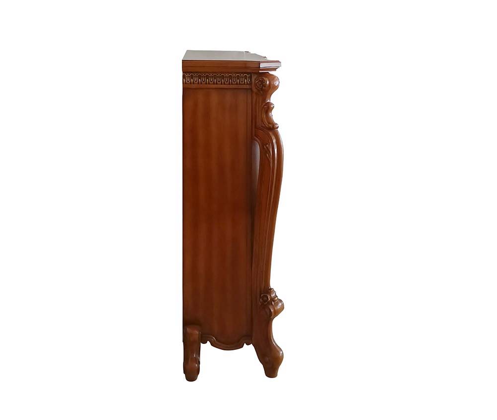 ACME Add a focal piece into any room with the ornate Picardy fireplace in a oak finish. The elaborate details of the mantel include winding carvings, medallion, and carved trim on top. | Meri Furniture