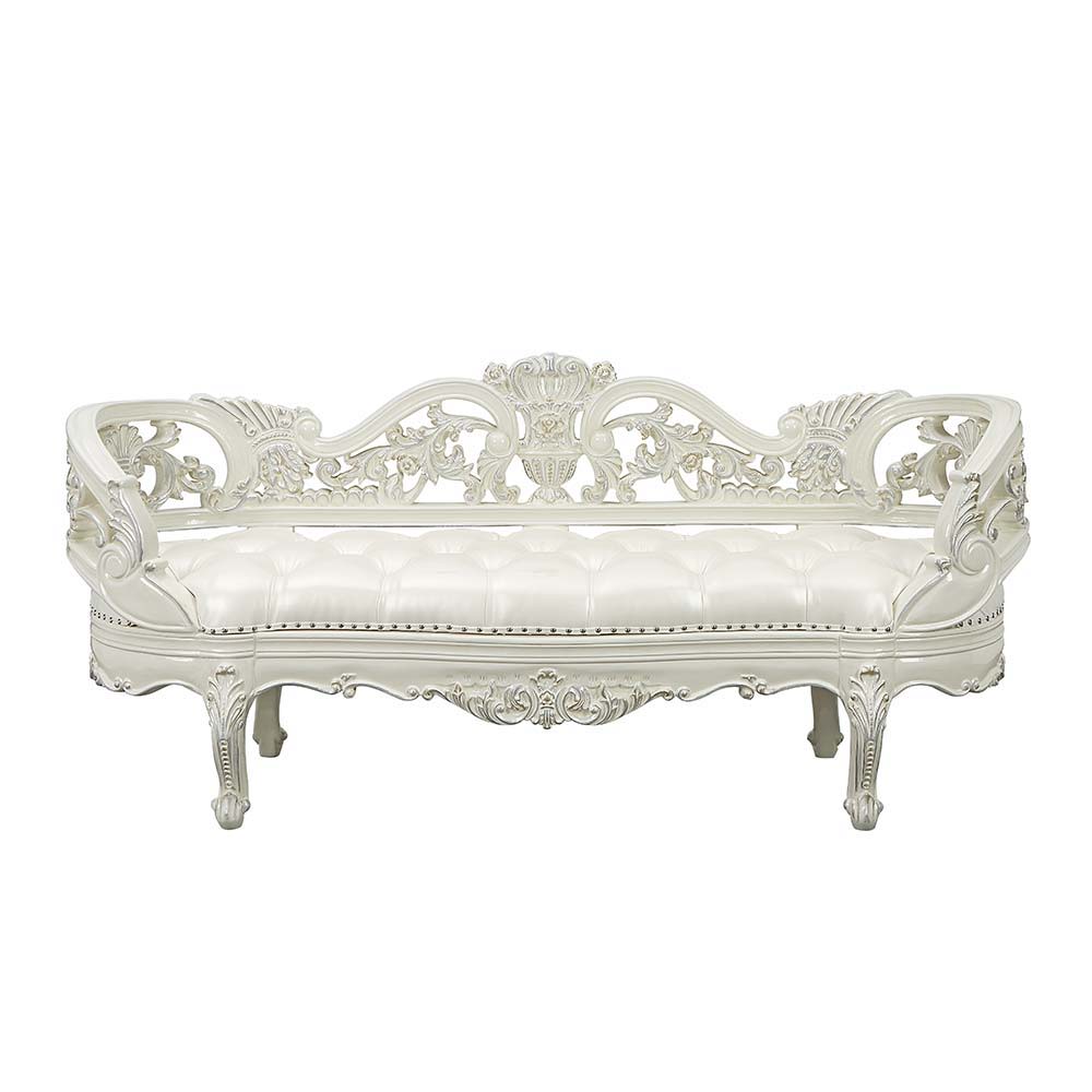 ACME Adara - Bench - Antique White Finish | Meri Furniture