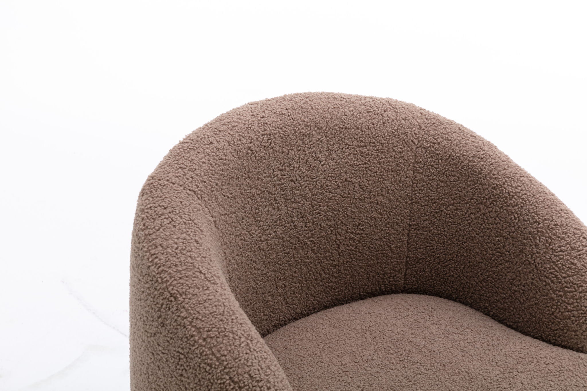 Teddy Fabric Swivel Accent Armchair Barrel Chair With Powder Coating Metal Ring