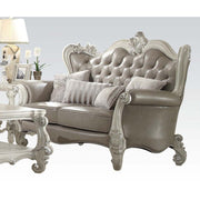 ACME Versailles - Loveseat - Vintage Gray PU & Bone White - 49" | Meri Furniture