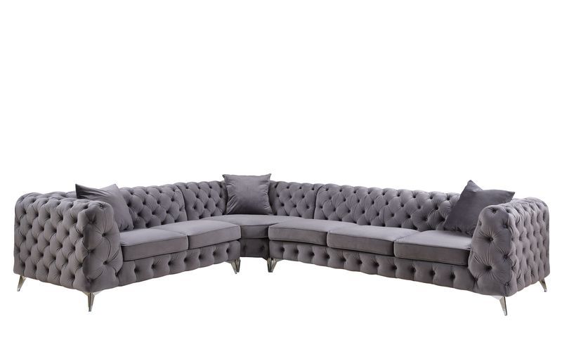 ACME Wugtyx - Sectional Sofa - Dark Grayvelvet - 29" | Meri Furniture