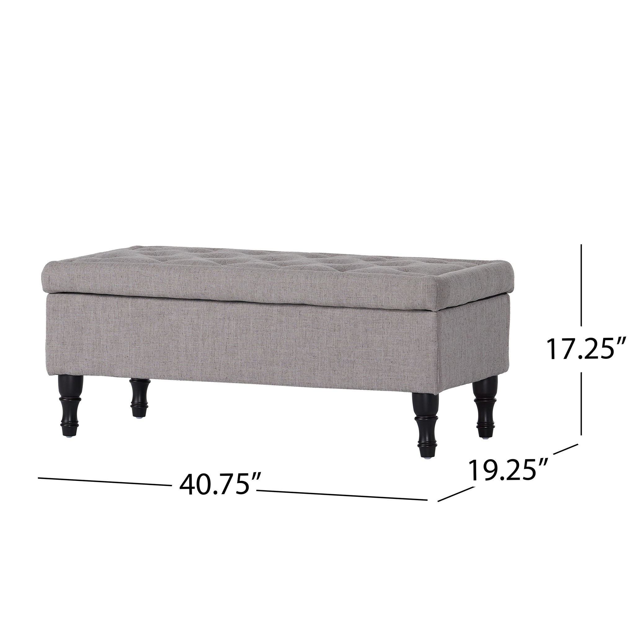 Dean - Fabric Storage Wide Tufted Rectangle Ottoman - Gray