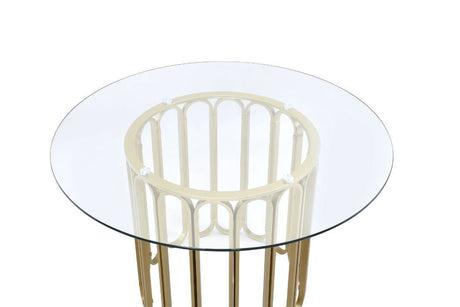 ACME Pacheco - Dining Table - Clear Glass Top & Gold Finish | Meri Furniture