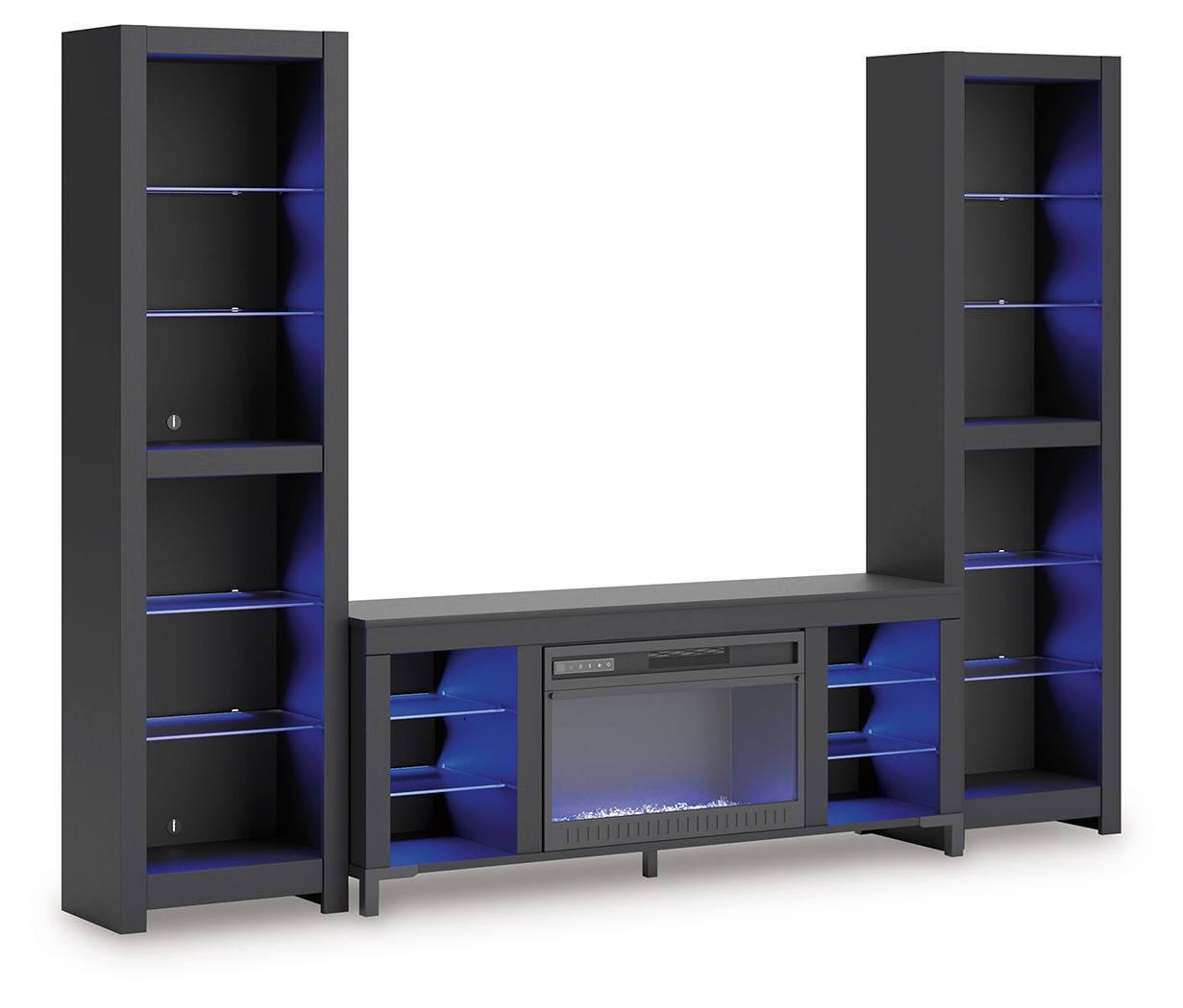 Signature Design by Ashley® Cayberry - Black - 3-Piece Entertainment Center With Electric Fireplace | Meri Furniture