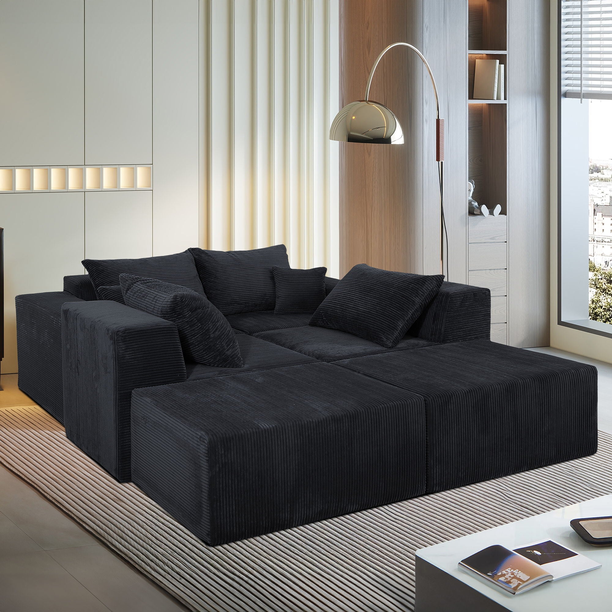 Modular Sectional Sofa, Convertible Couch With Chaise Corduroy