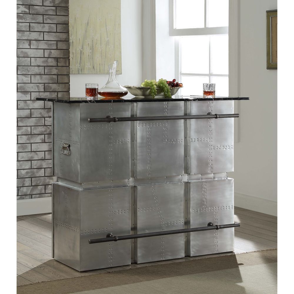 ACME Brancaster - Bar Table - Marble & Aluminum | Meri Furniture