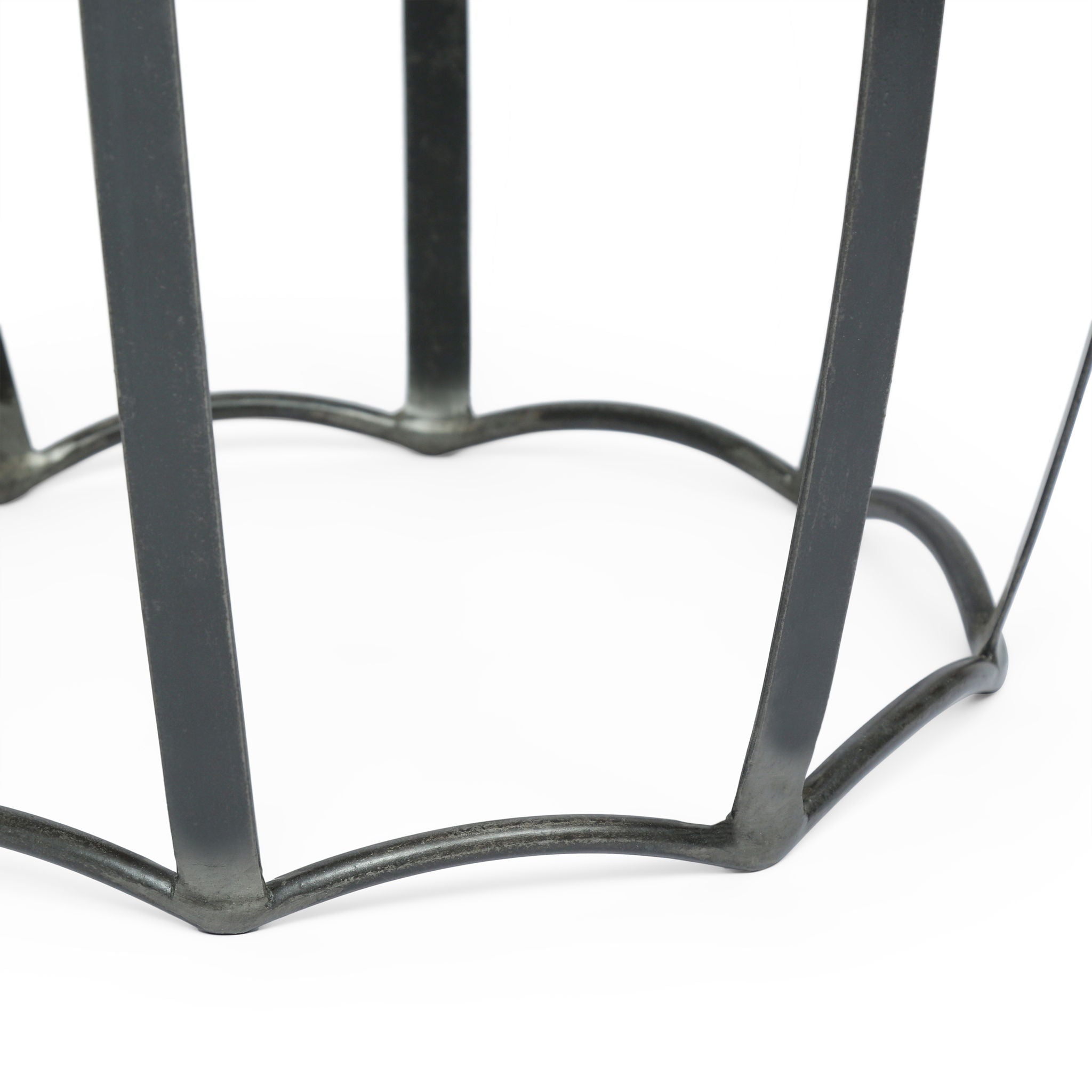 Modern Industrial End Table With Mango Wood Top And Iron Frame - Gray