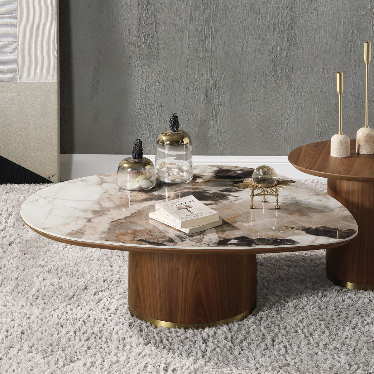ACME Willene - Coffee Table With Ceramic Top - Walnut | Meri Furniture