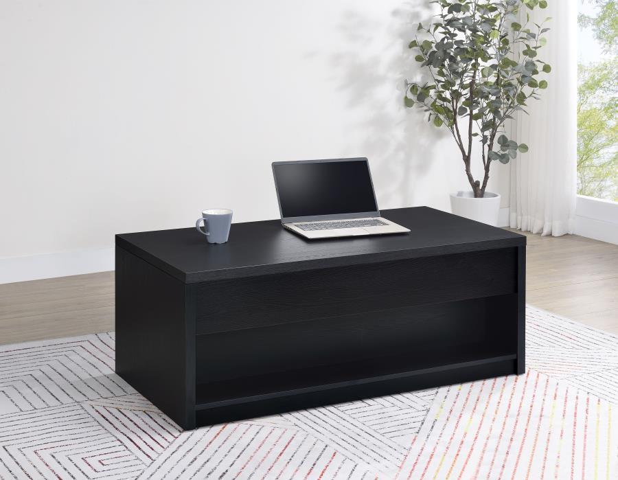 Knapp - Lift Top Cocktail Coffee Table With Dual Drawers - Black