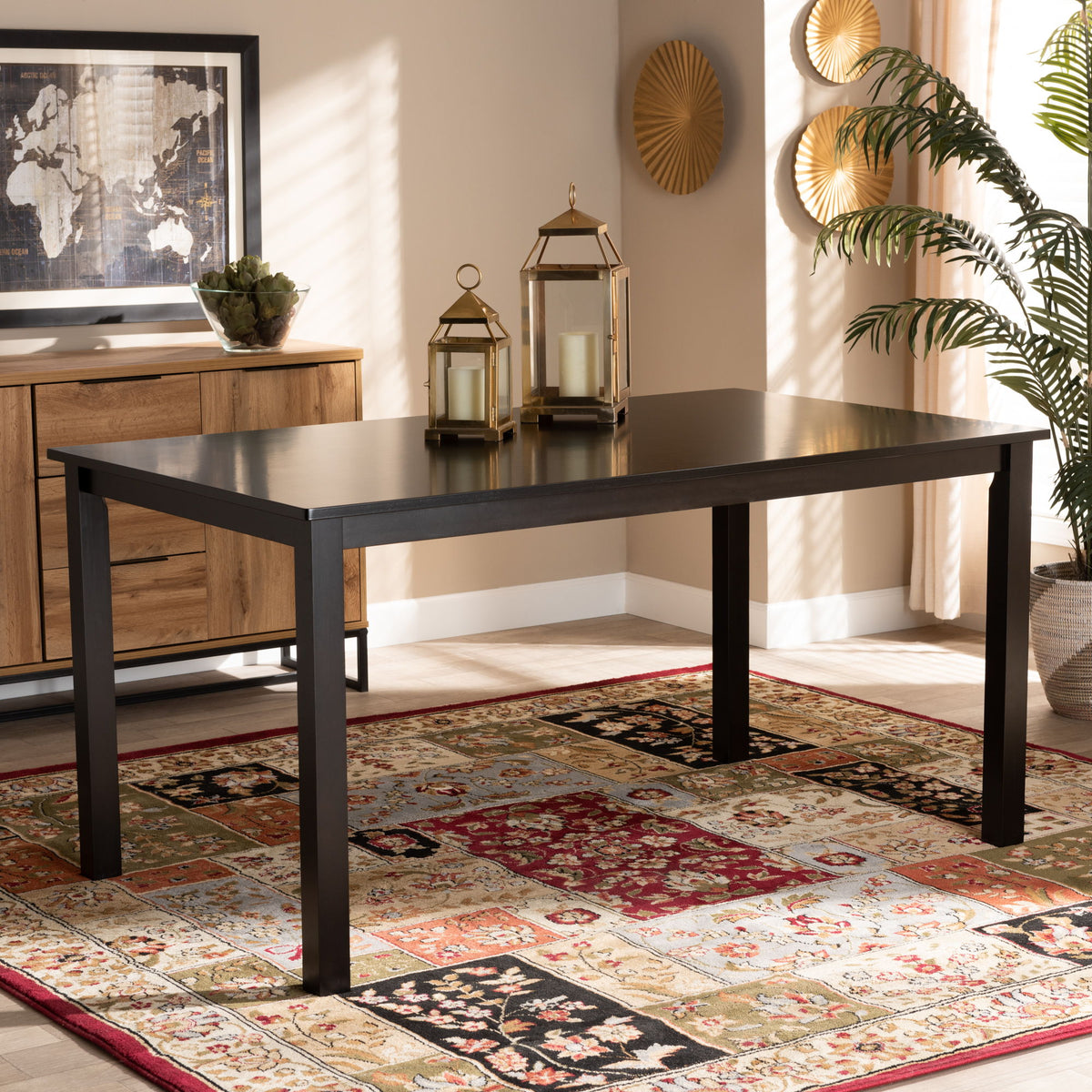 Eveline Modern and Contemporary Espresso Brown Finished Rectangular Wood Dining Table