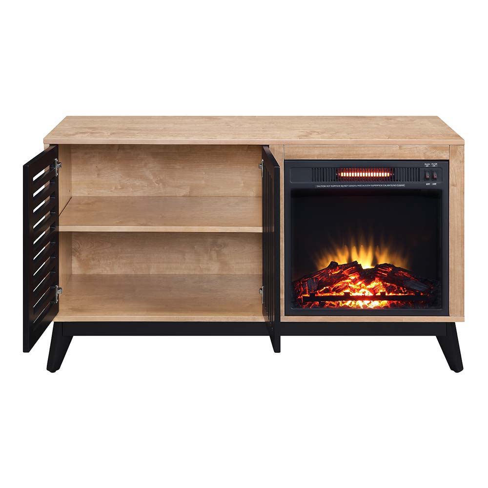 ACME Gamaliel - Fireplace - Oak & Espresso Finish - 26" | Meri Furniture