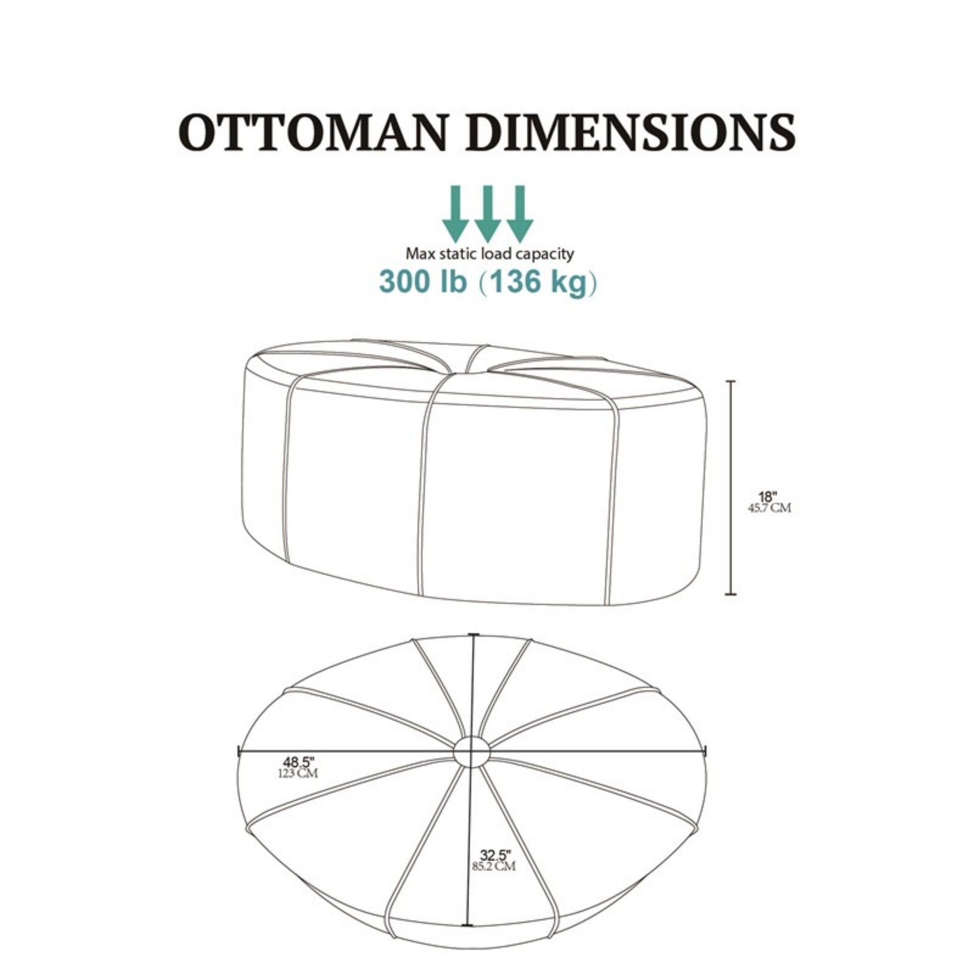 Modern Style Large Cocktail Ottoman