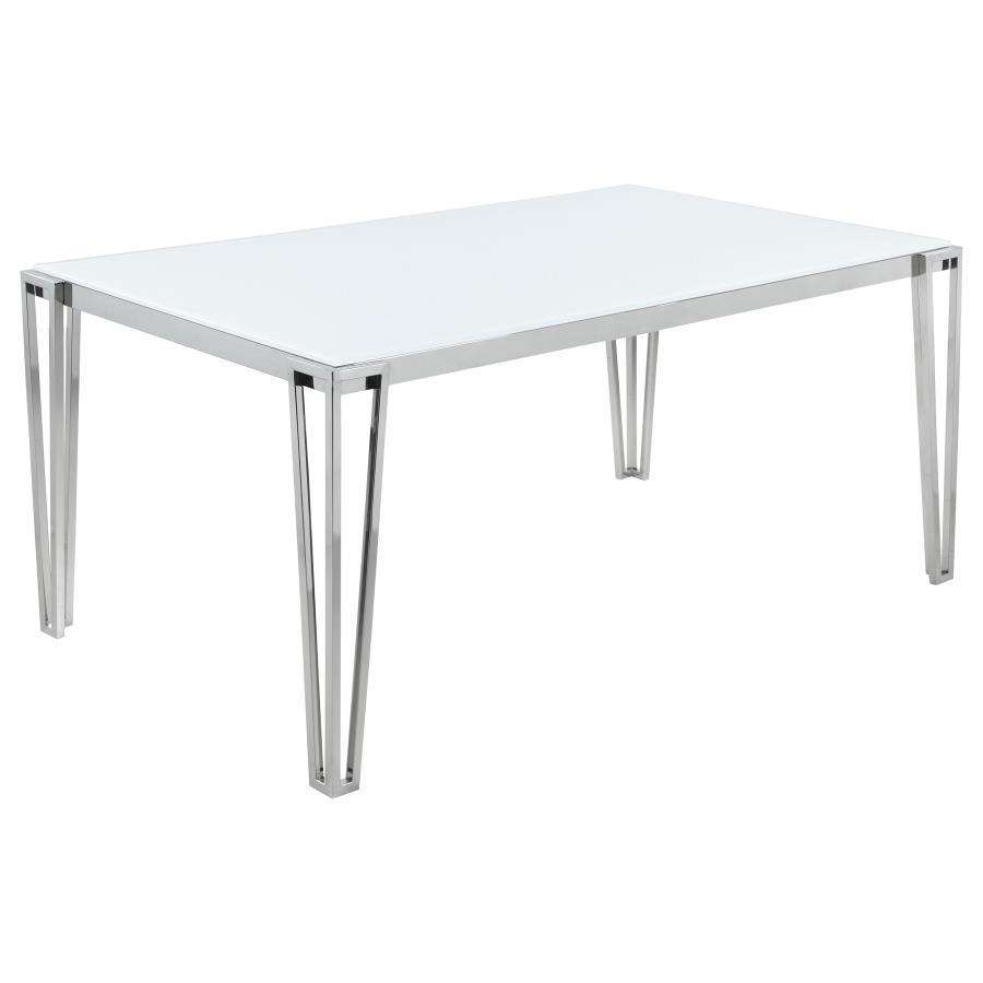 Coaster Fine Furniture Pauline - Rectangular Glass Top Dining Table - Chrome | Meri Furniture