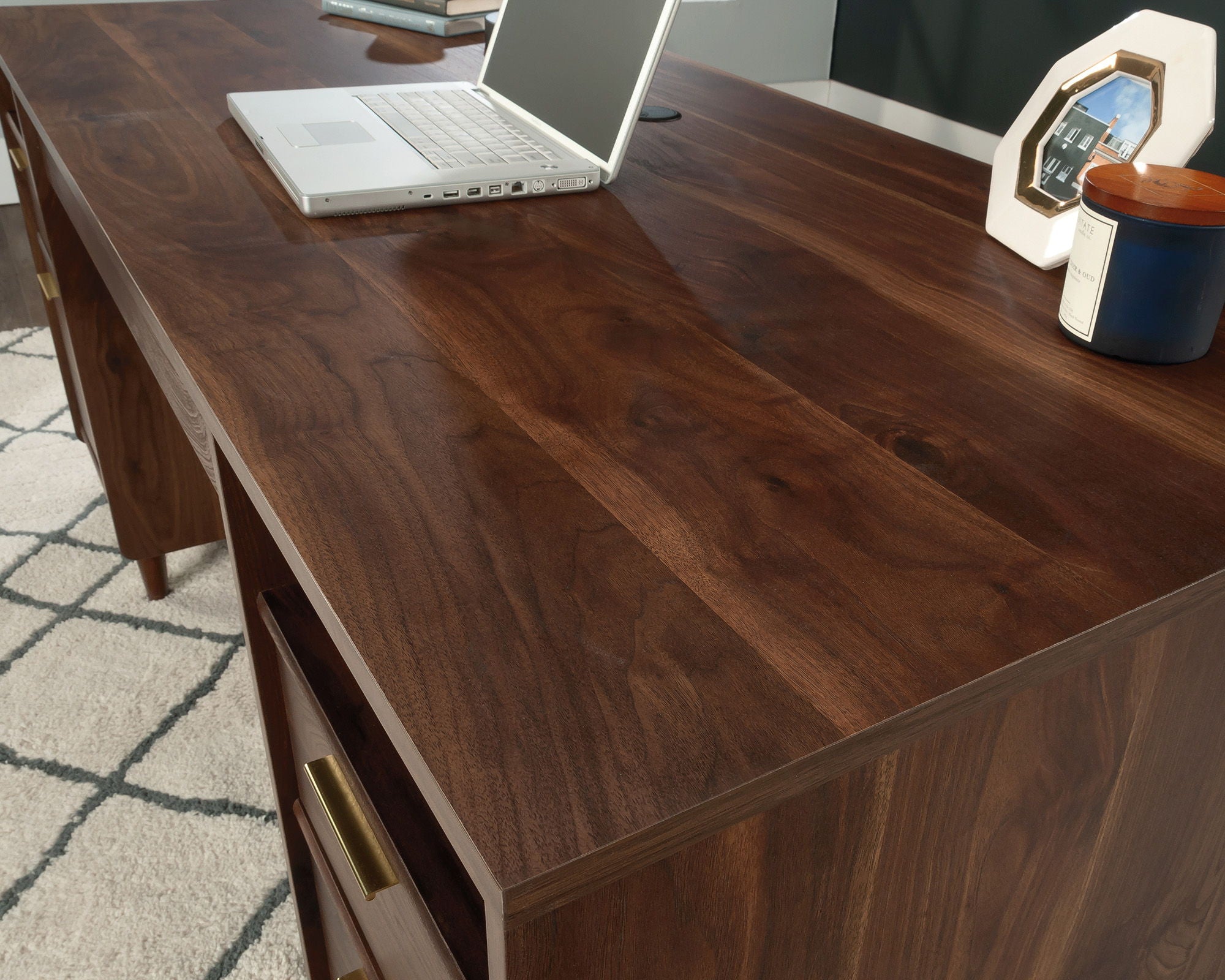 Executive Pedestal Desk in Grand Walnut