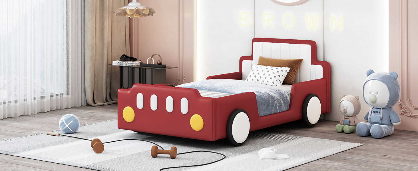 Race Car Shaped Platform Bed With Wheels