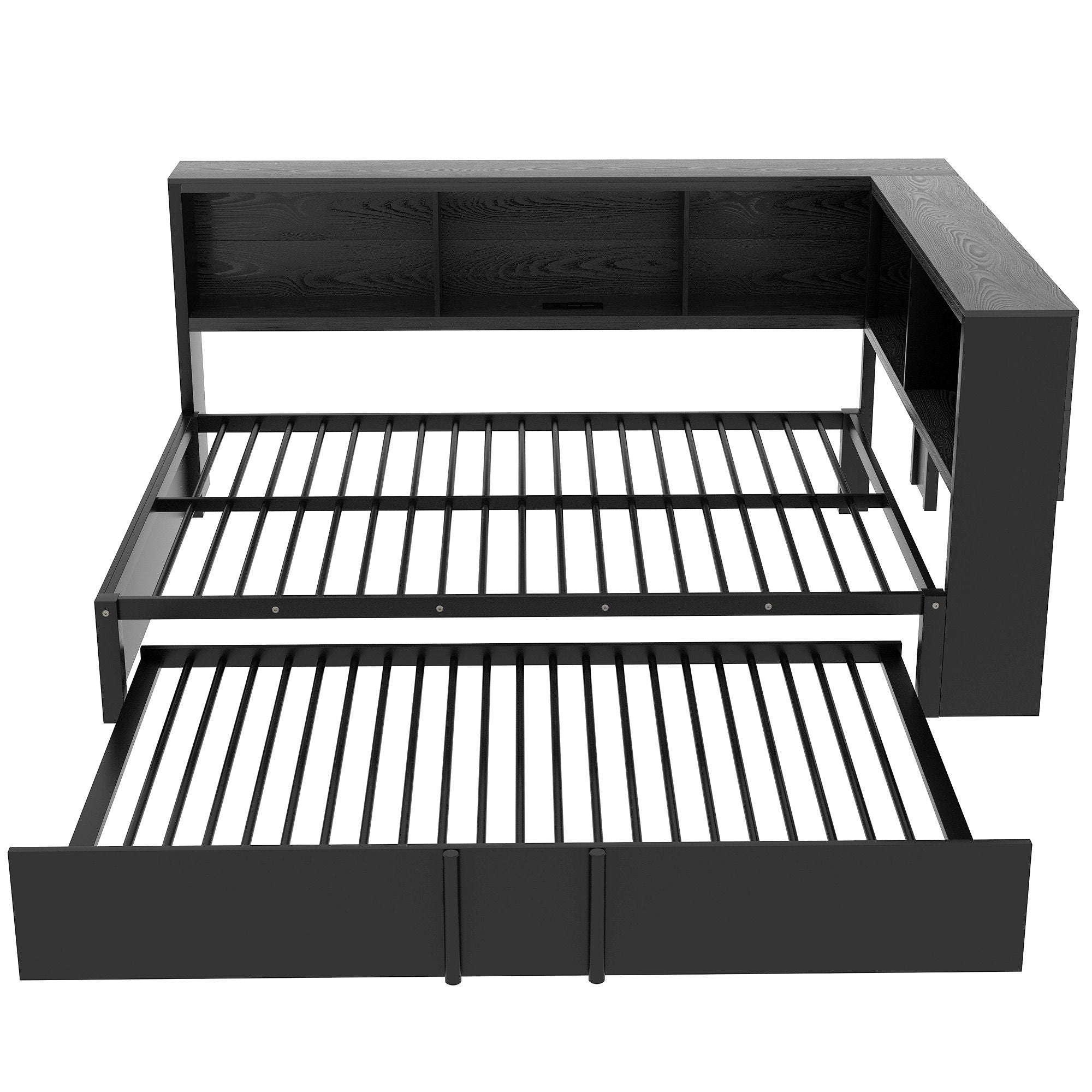 Daybed With Trundle, Storage Cabinets And USB Ports
