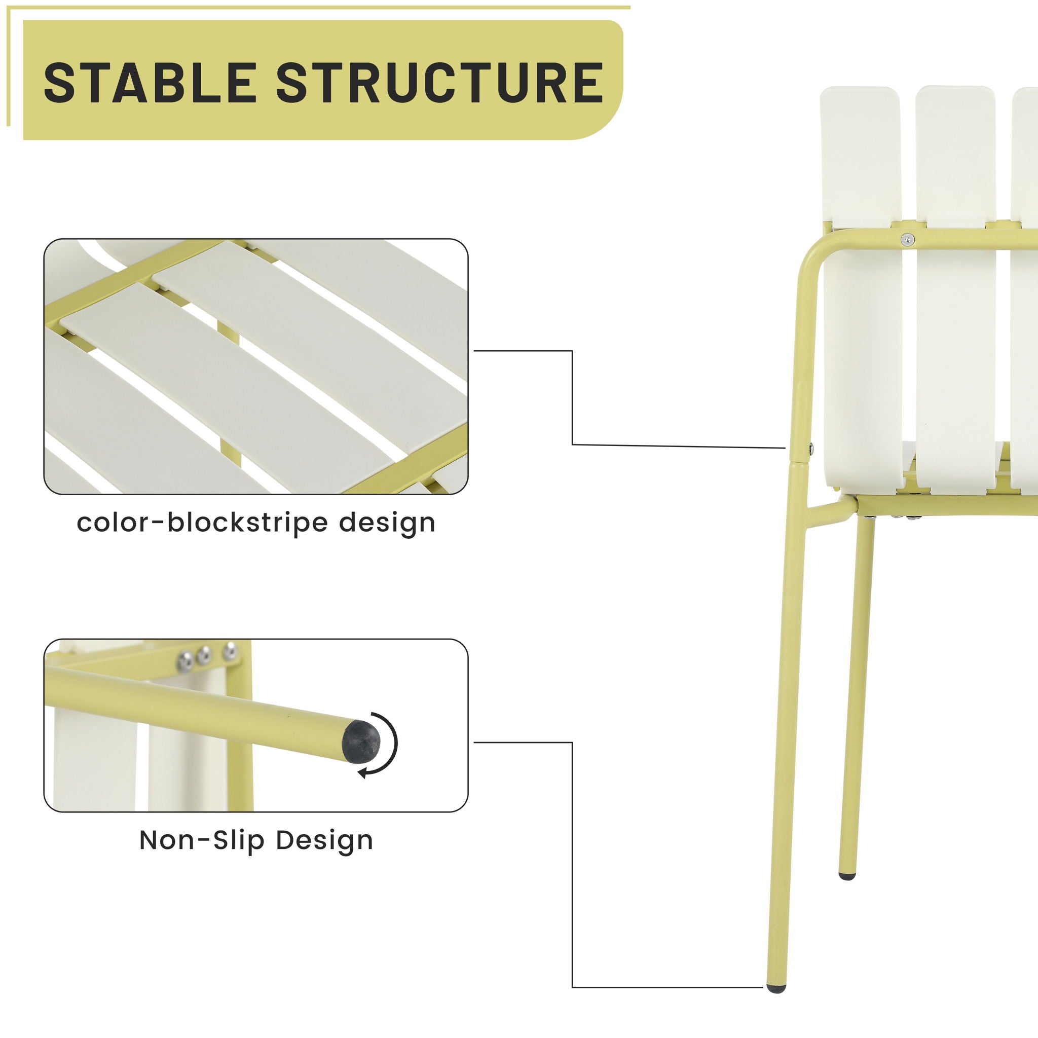 4 Piece Set Of Modern Color Block Designed Single Chairs With Folding Square Table