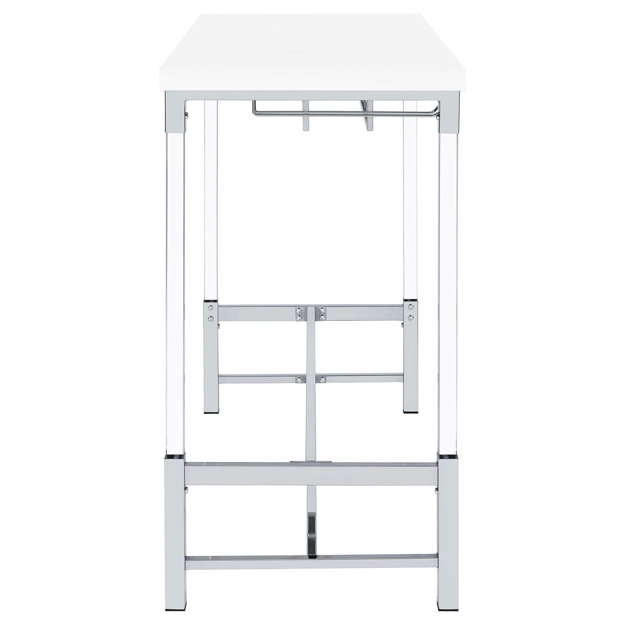 Tonneson - Bar Table With Trestle Base And Wine Storage - White