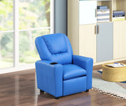 Marisa 23"W Blue PU Leather Kids Recliner Chair with Cupholder