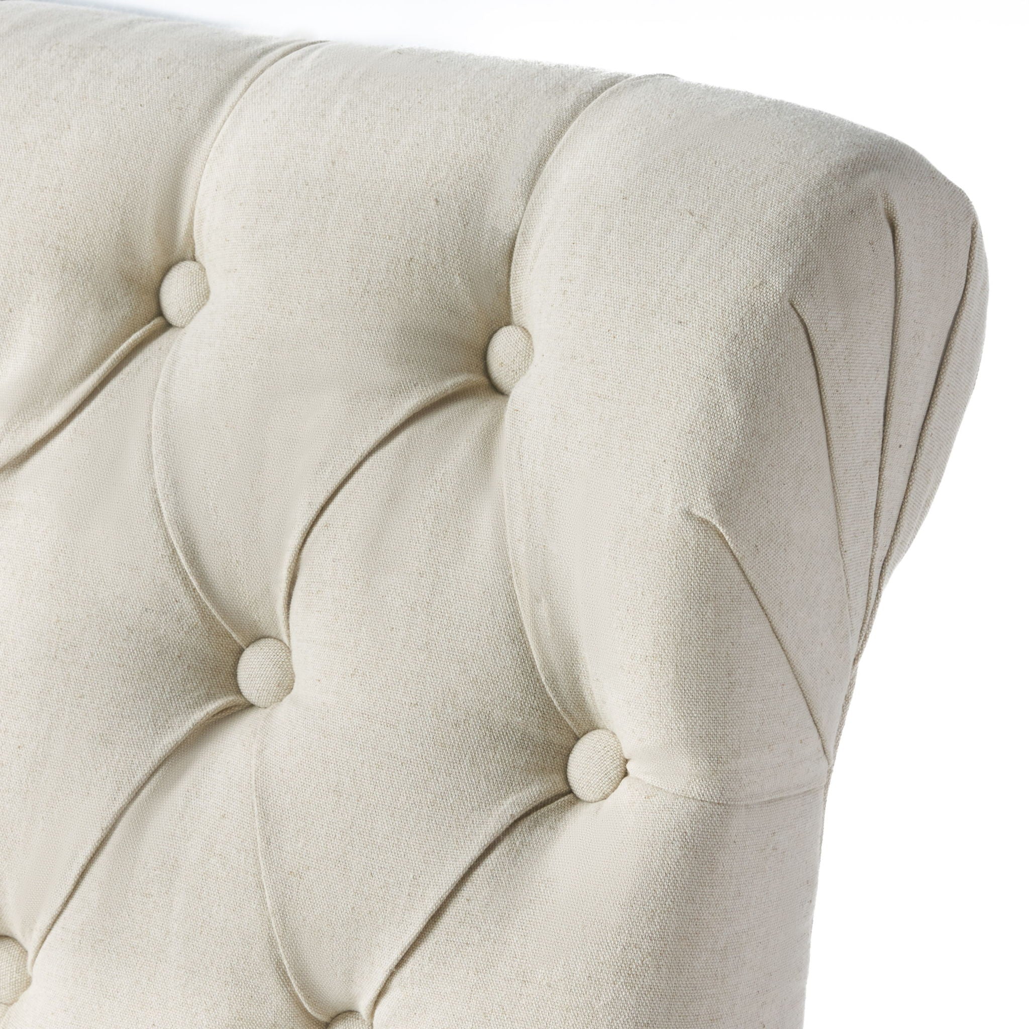 Dining Rolltop Chairs (Set of 2), Upholstered Armless Chair With Wood Leg - Ivory