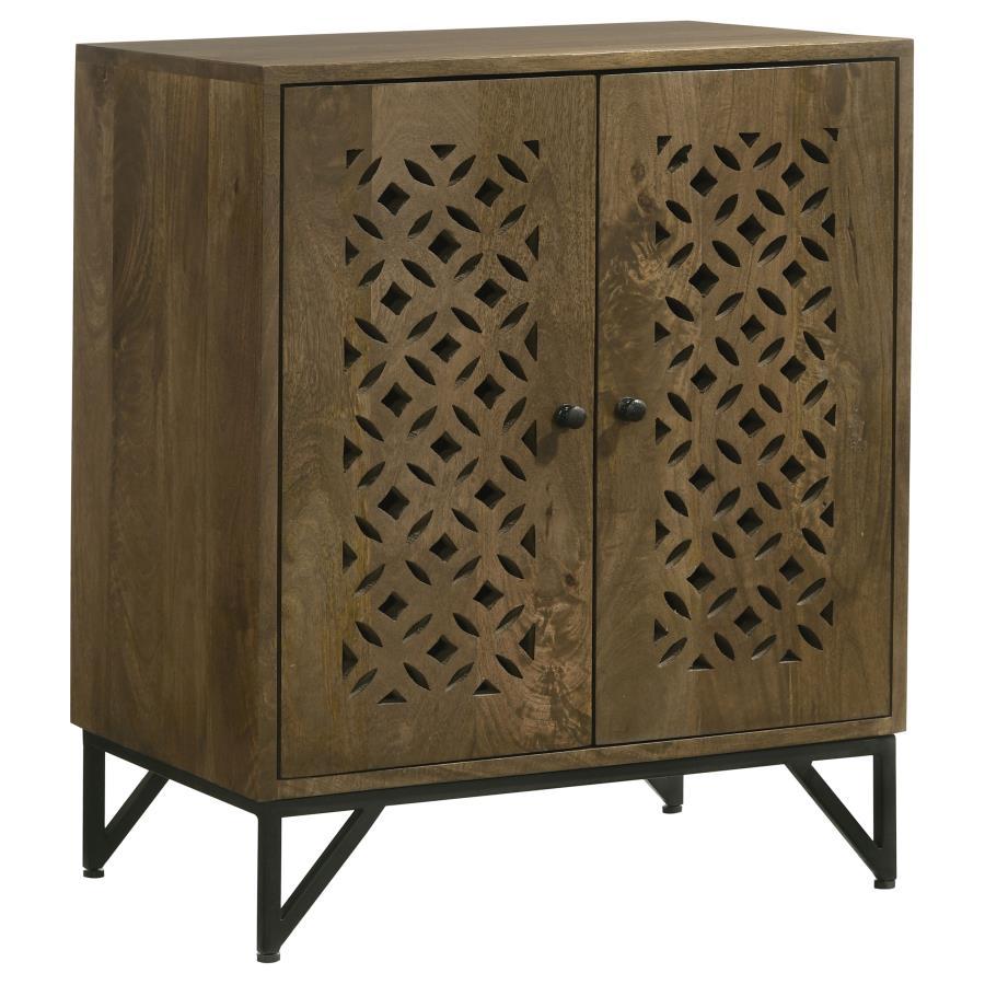 Coaster Fine Furniture Zaria - 2 Door Wood Trellis Accent Storage Cabinet - Brown | Meri Furniture
