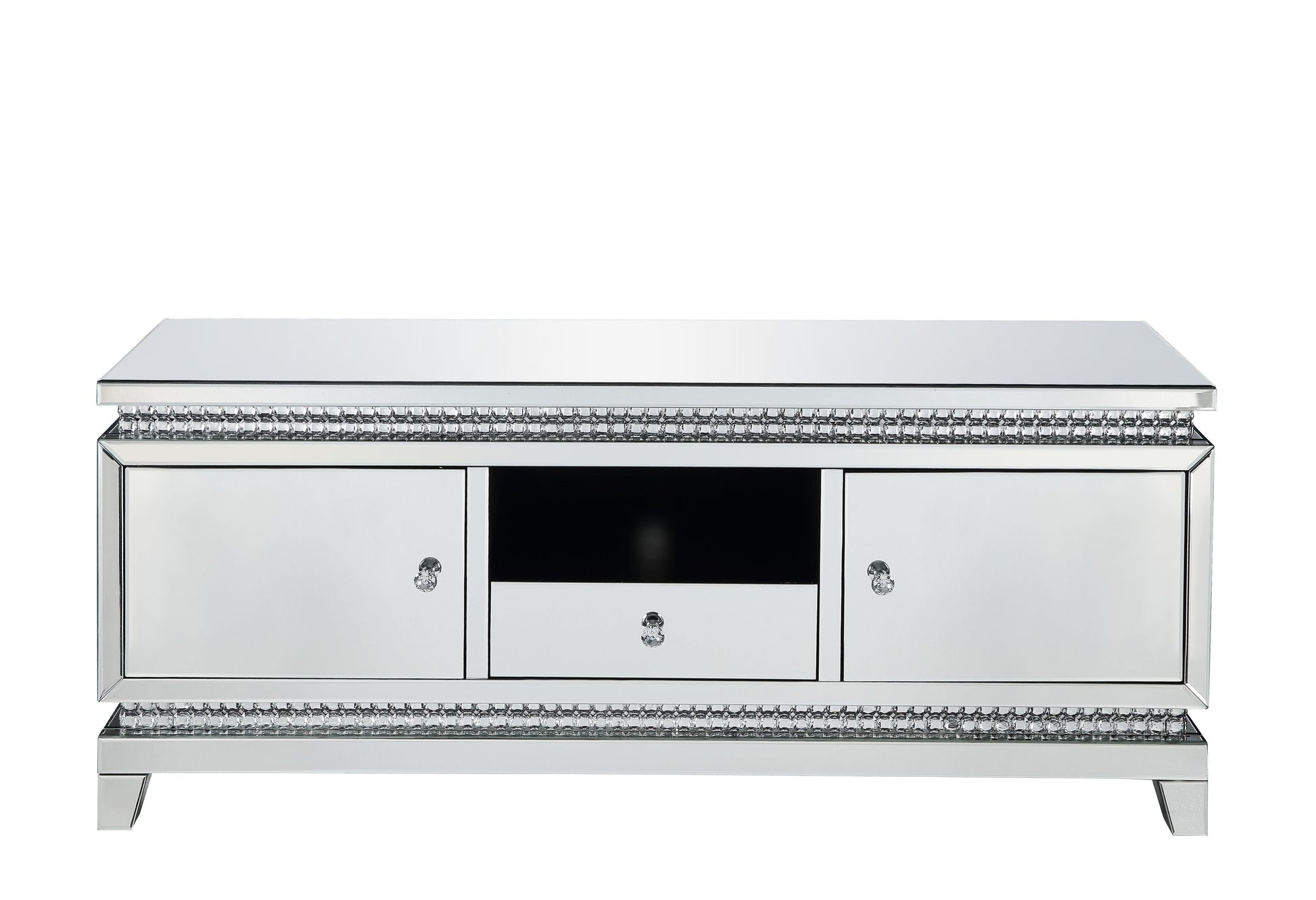 ACME Lotus - TV Stand - Mirrored & Faux Crystals | Meri Furniture