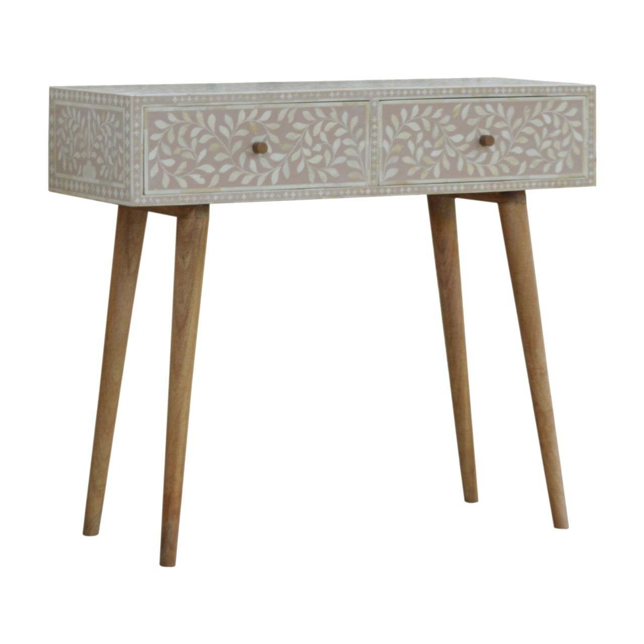 Floral Bone Console - Beige / White