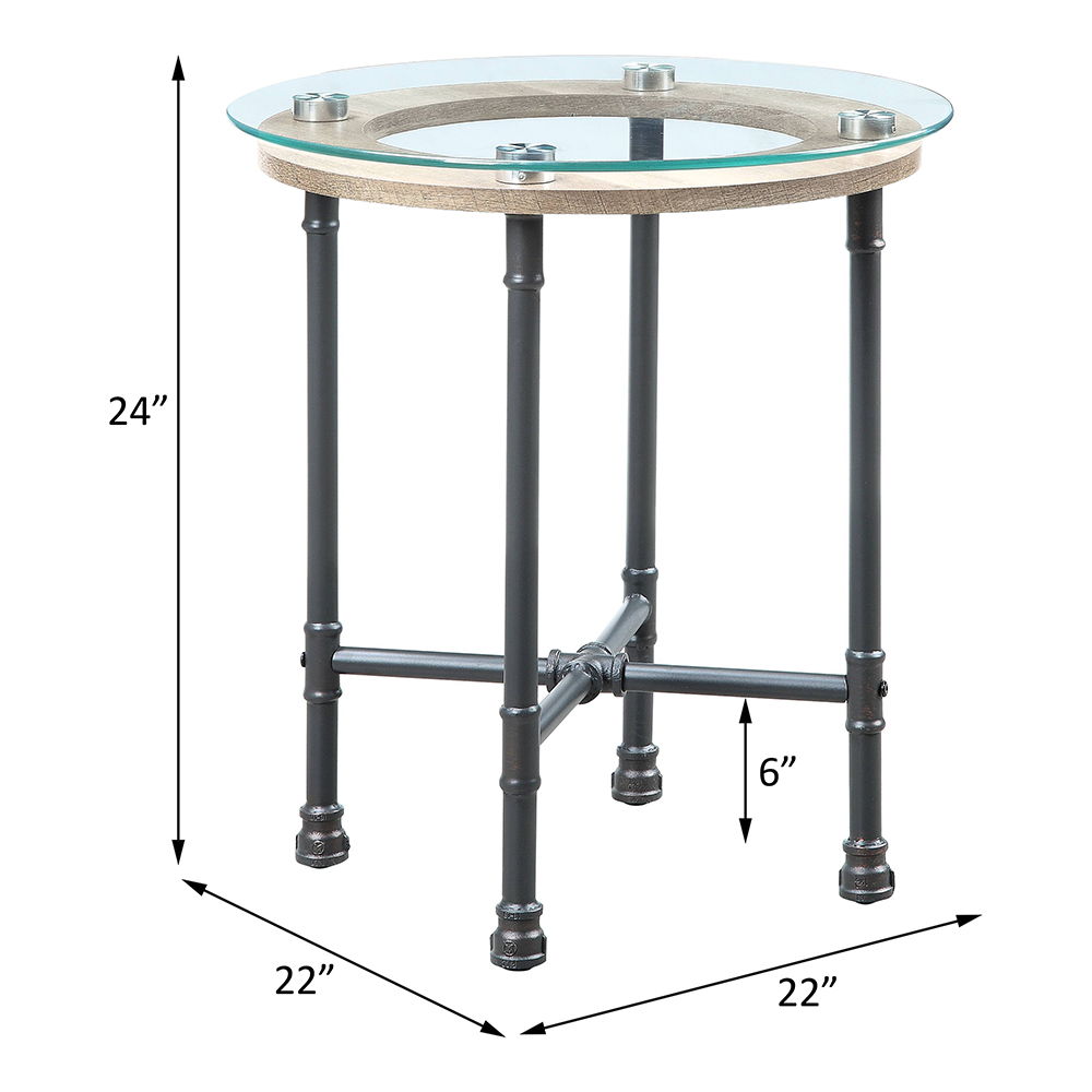 Brantley - End Table - Clear Glass & Sandy Gray