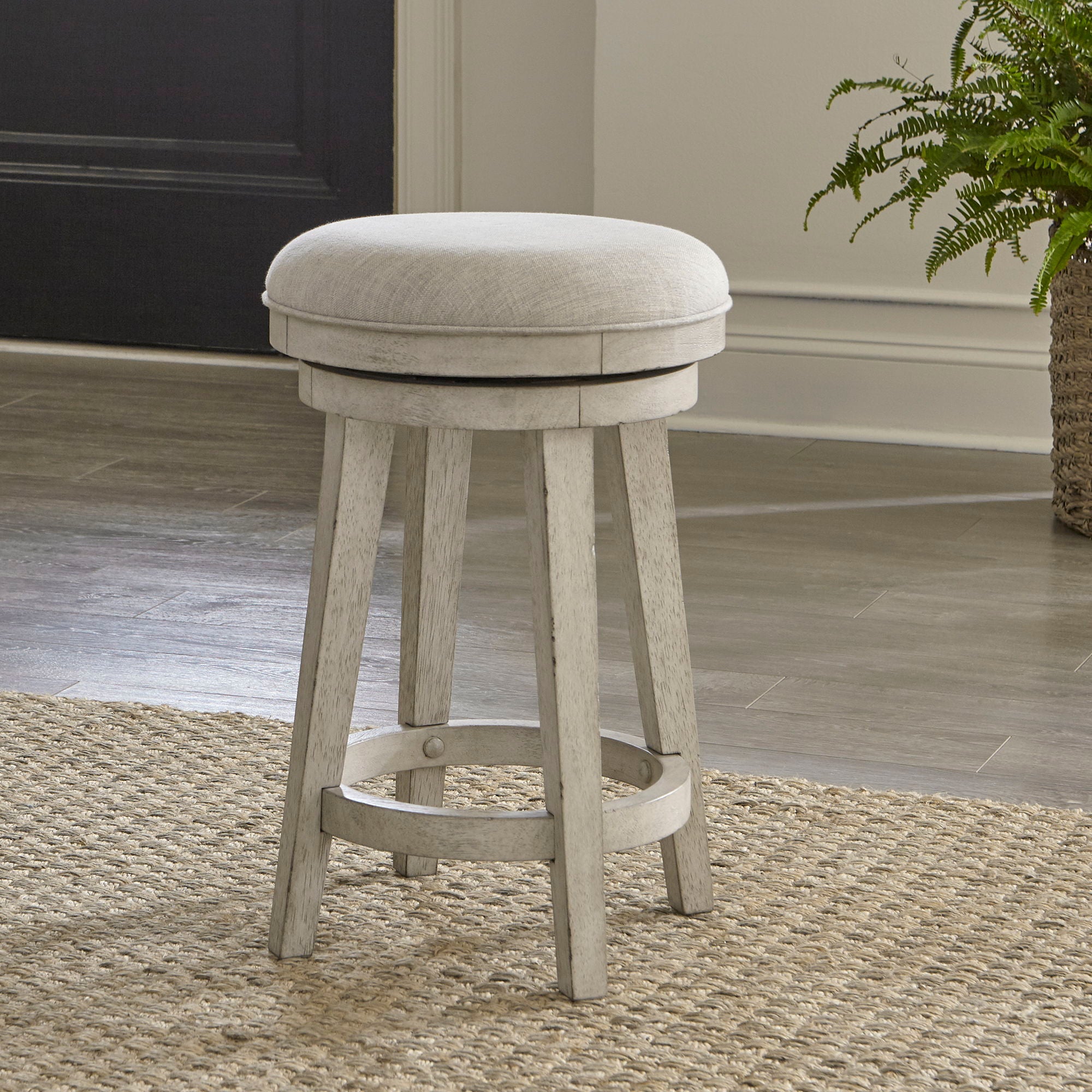Liberty Furniture Ivy Hollow - Upholstered Swivel Stool - White | Meri Furniture