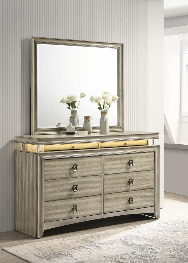 Coaster Fine Furniture Giselle - 8-Drawer Dresser With Mirror - Rustic Beige | Meri Furniture