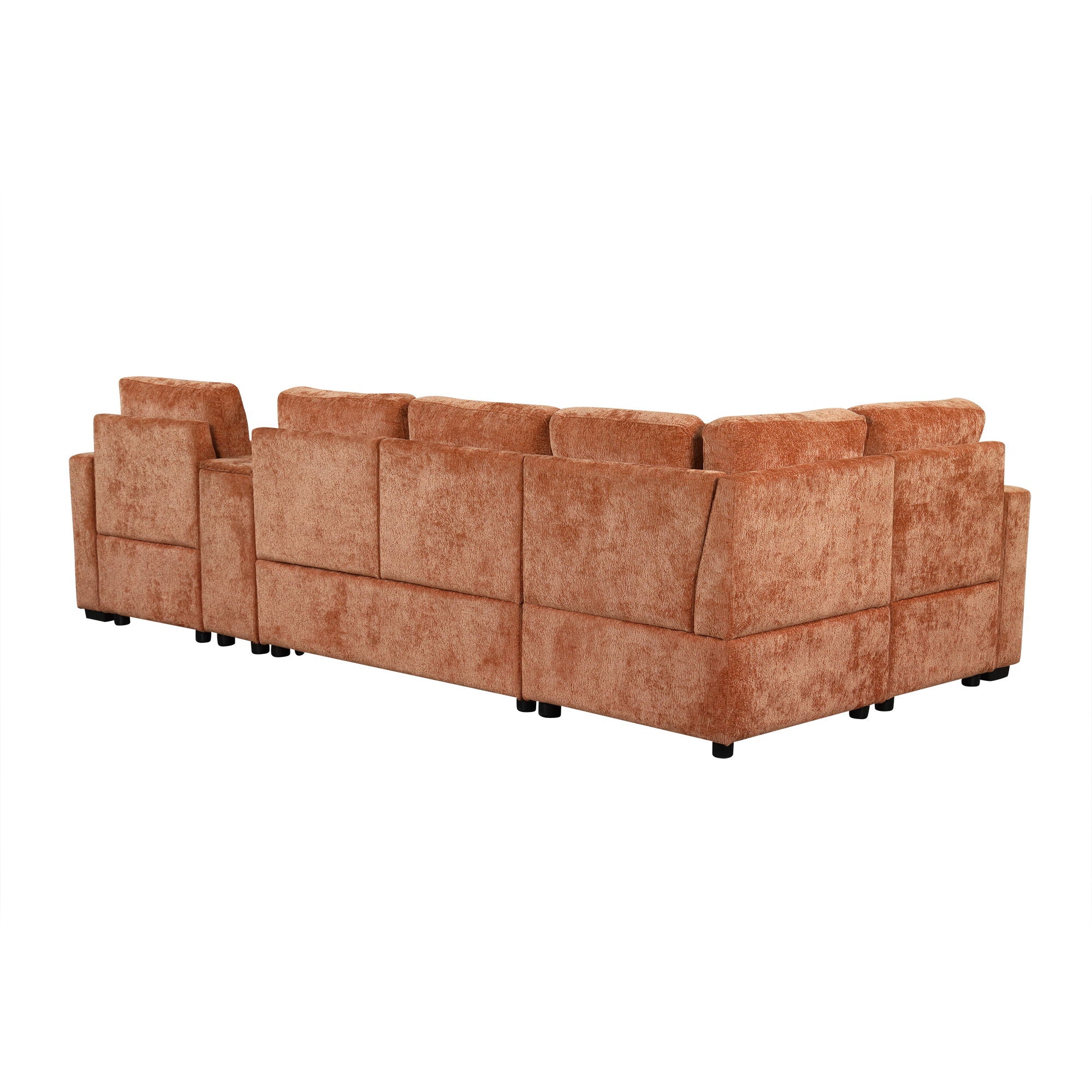 Contemporary L Shaped Convertible Sofa Bed With Pull Out Bed, Cup Holders, And Storage