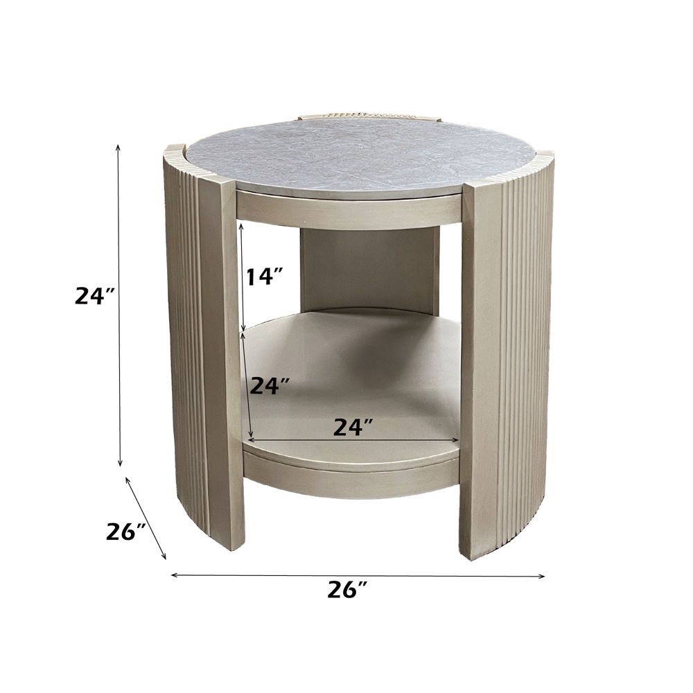 Kasa - End Table - Sintered Stone & Champagne