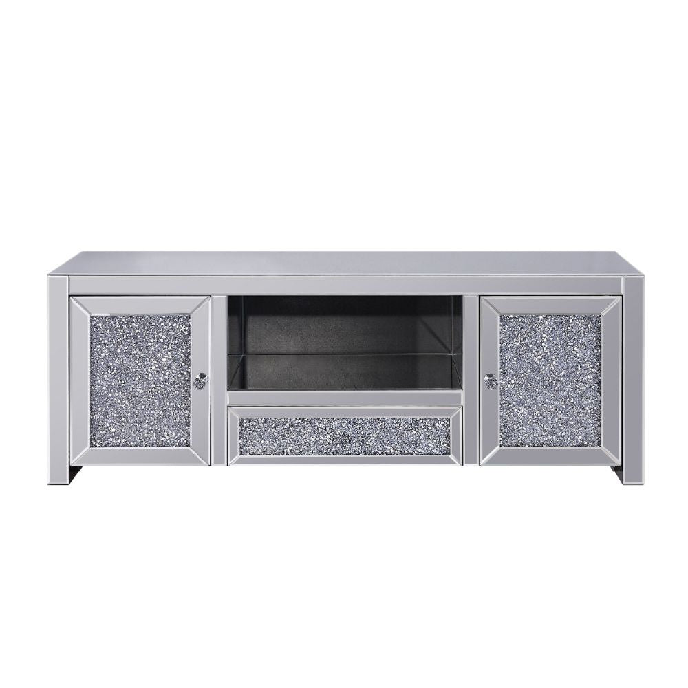 ACME Noralie - TV Stand - Mirrored & Faux Diamonds - 22" | Meri Furniture