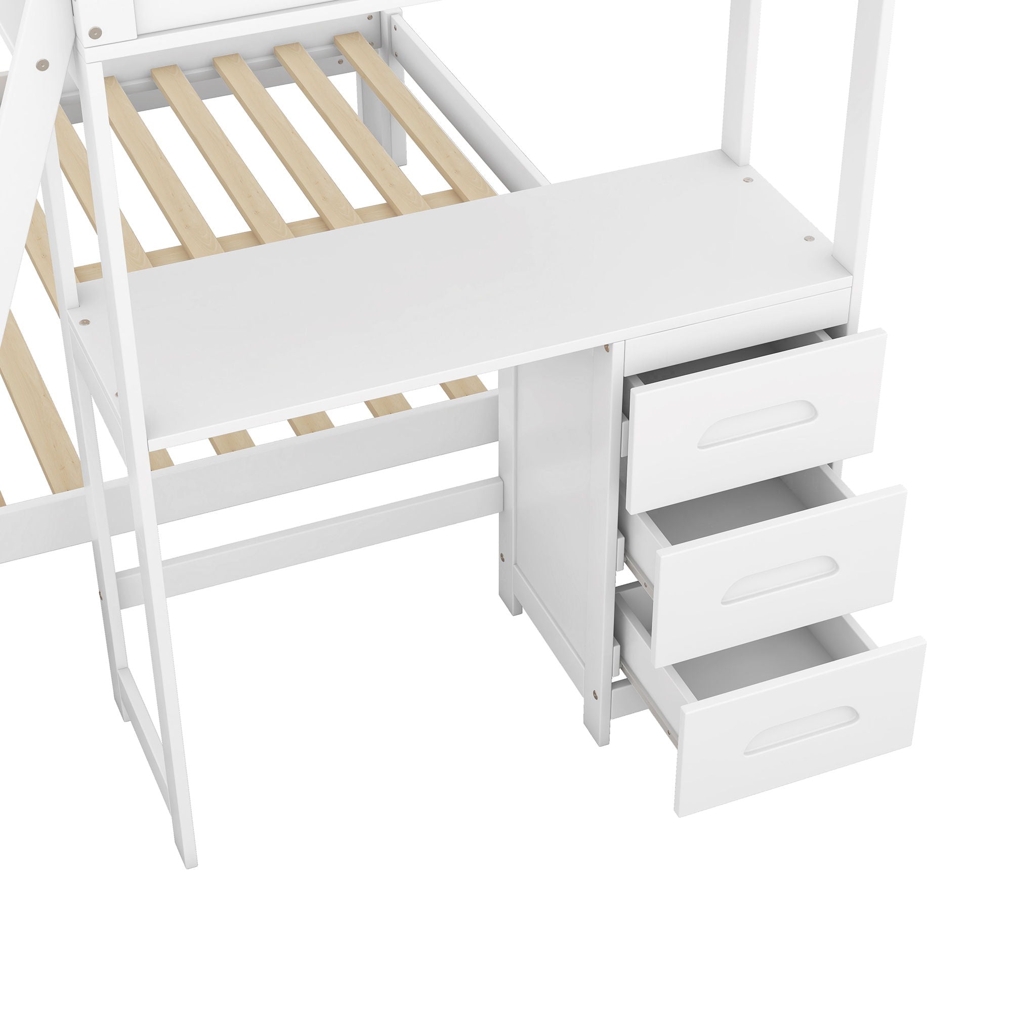 Bunk Bed With Built In Desk And 3 Drawers