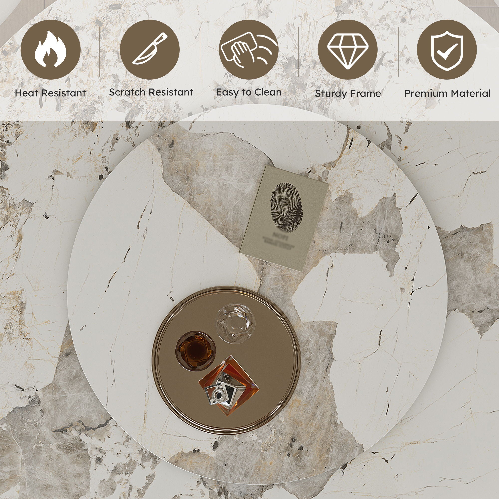 Modern Sintered Stone Dining Table Set With Chairs