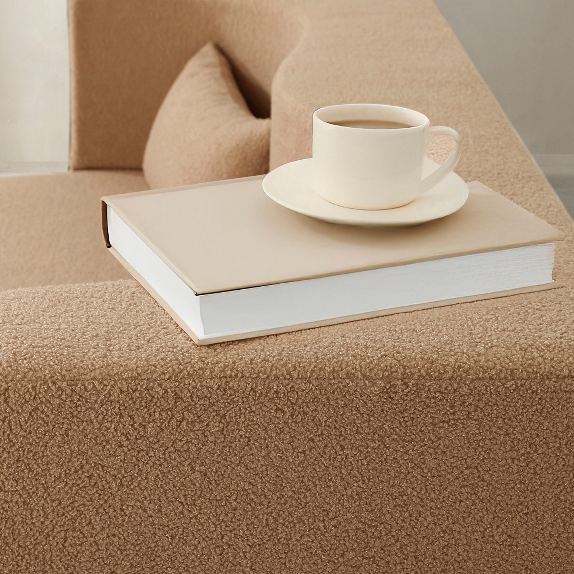 2 In 1 Convertible Full Size Folding Loveseat Couch With Soft Teddy Fabric