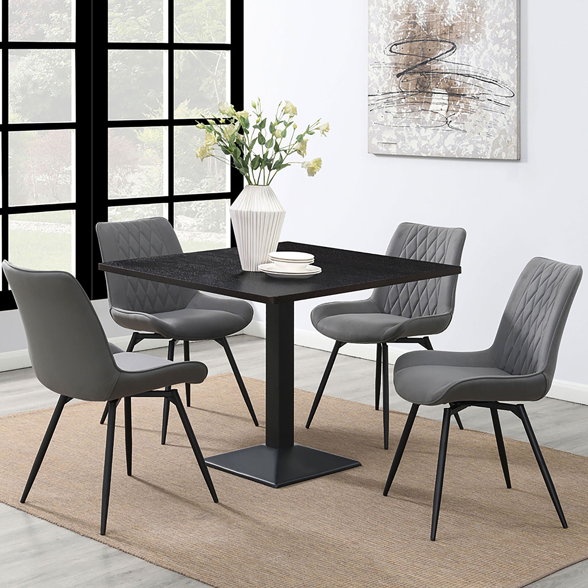 Tufted Swivel Dining Chairs (Set of 2) - Gray