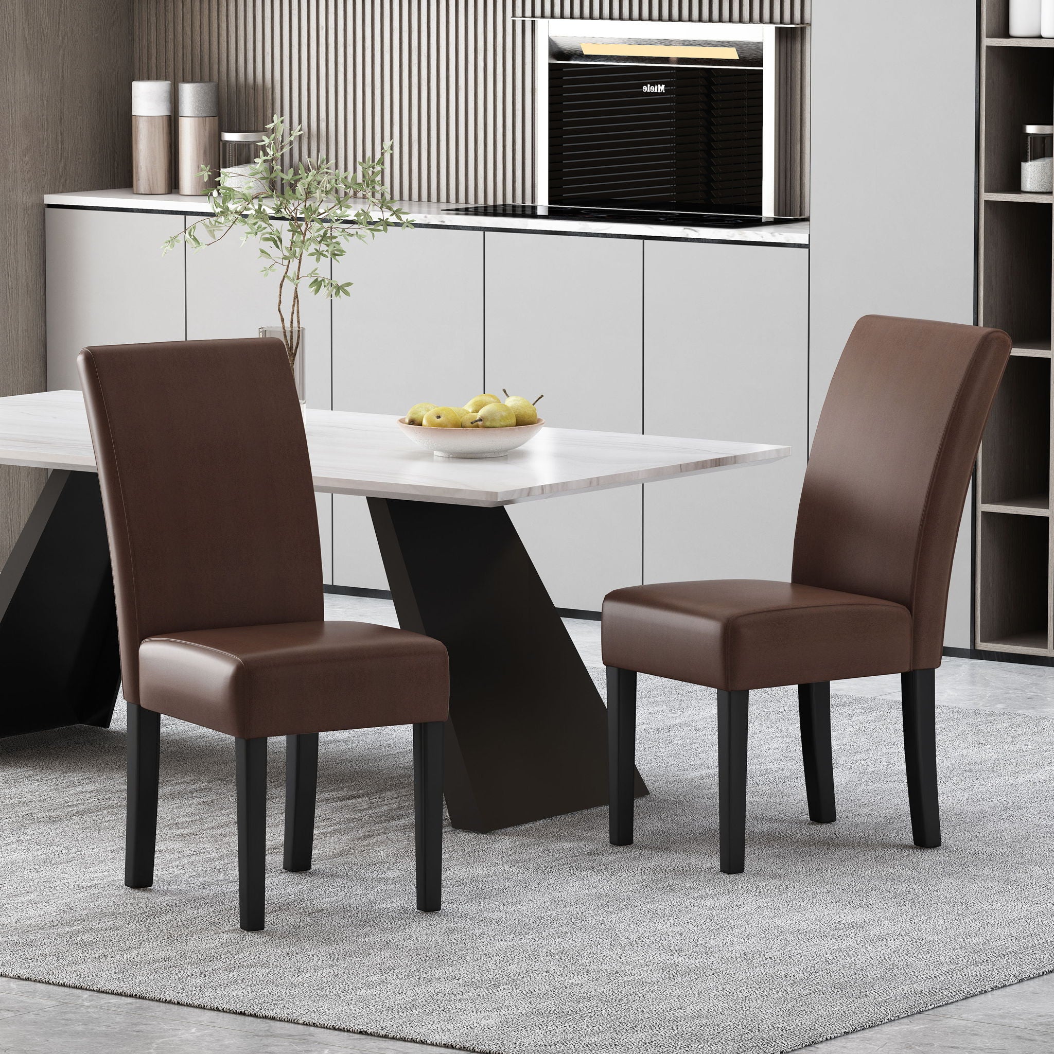 Contemporary Dining Chair With Rubberwood Legs (Set of 2)