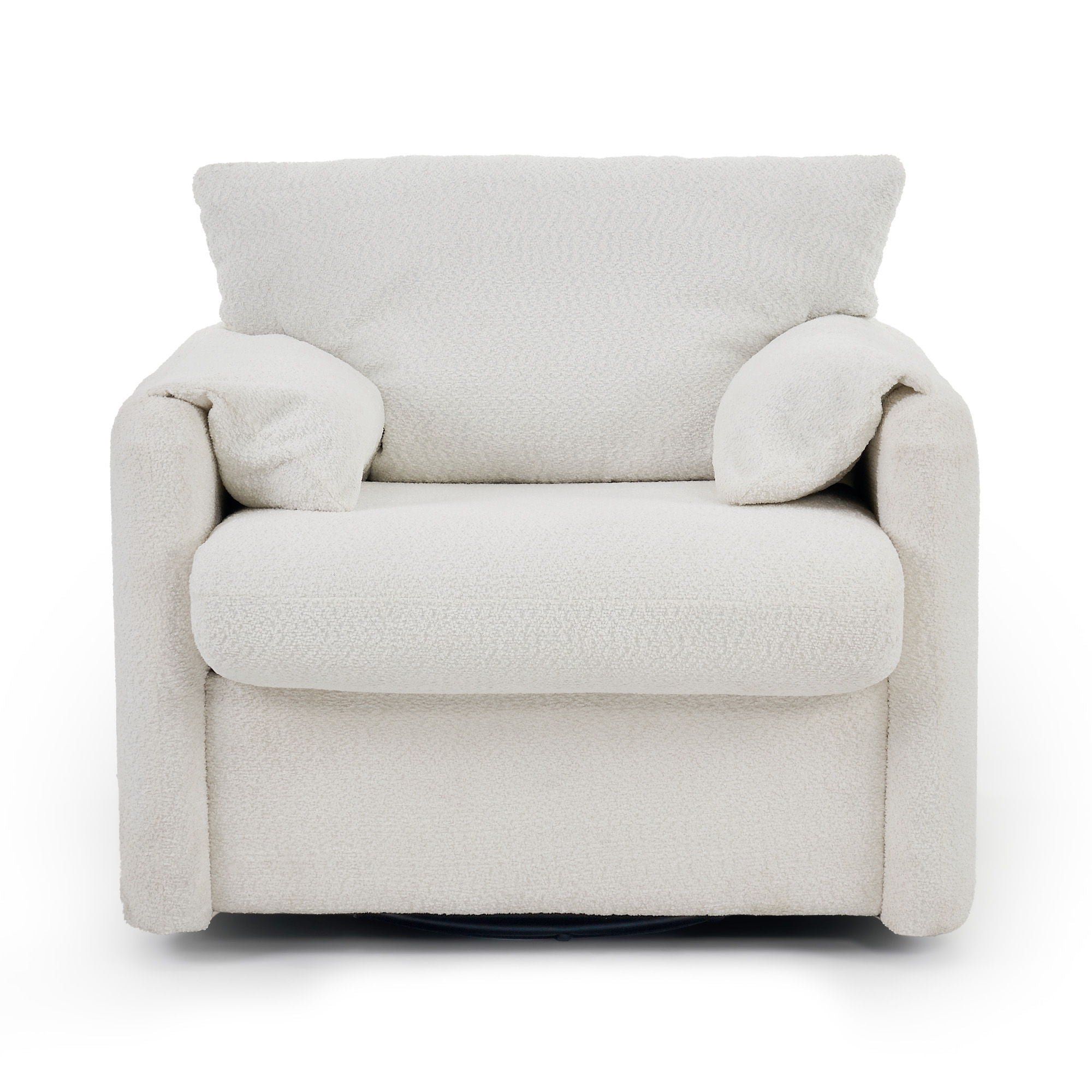 Swivel Modern Swivel Accent Chair Single Seater 360° Rotating For Living Room, Bedroom - Ivory White