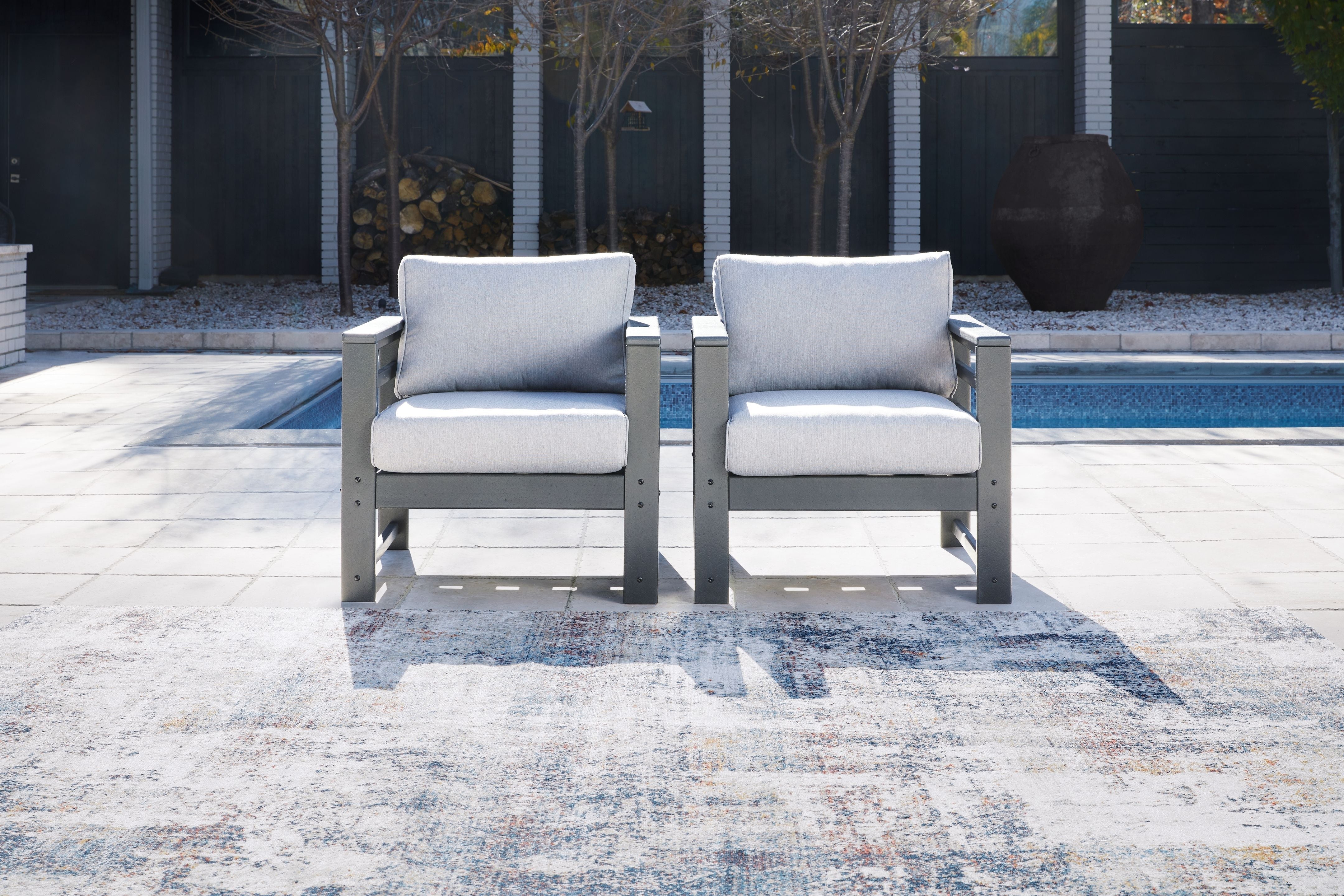 Ashley Furniture Amora - Charcoal Gray - Lounge Chair W/Cushion (Set of 2) | Meri Furniture