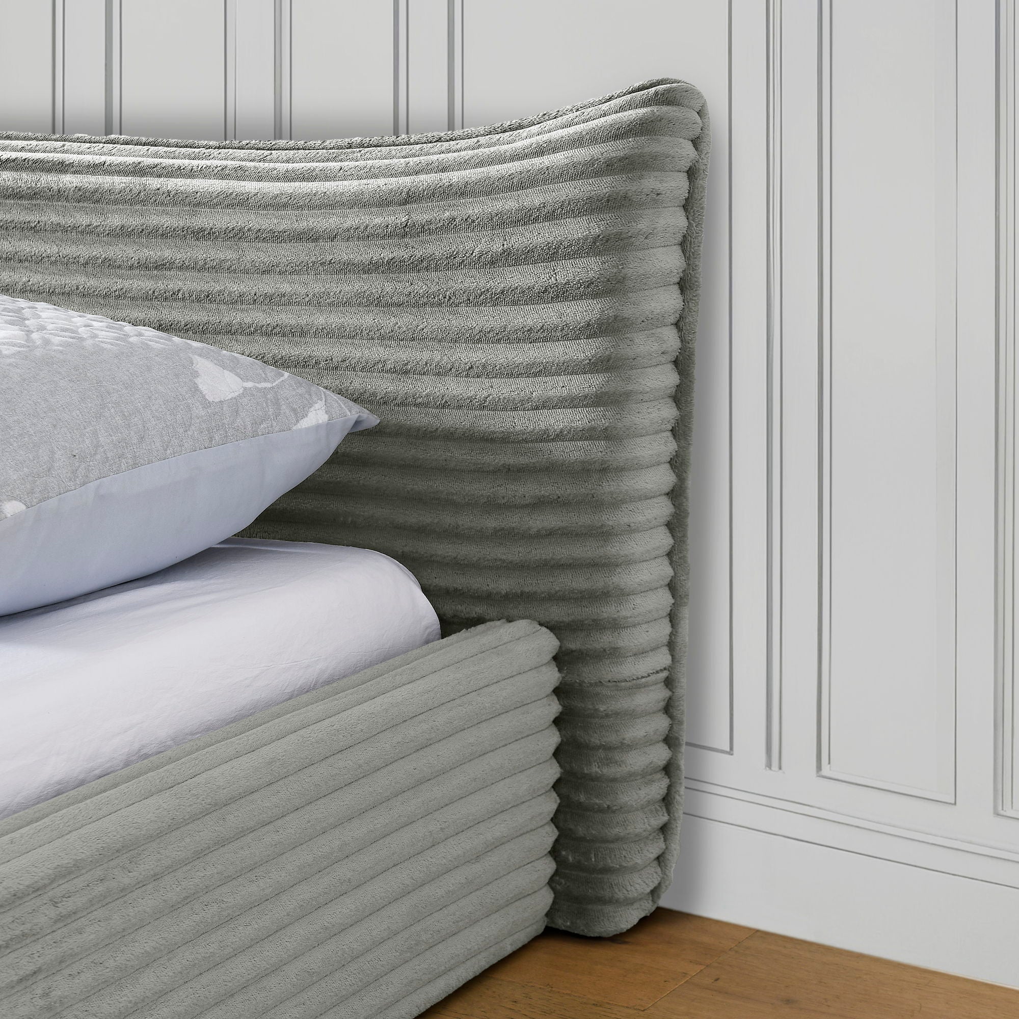 Modern Upholstered Bed Frame With Curved Headboard