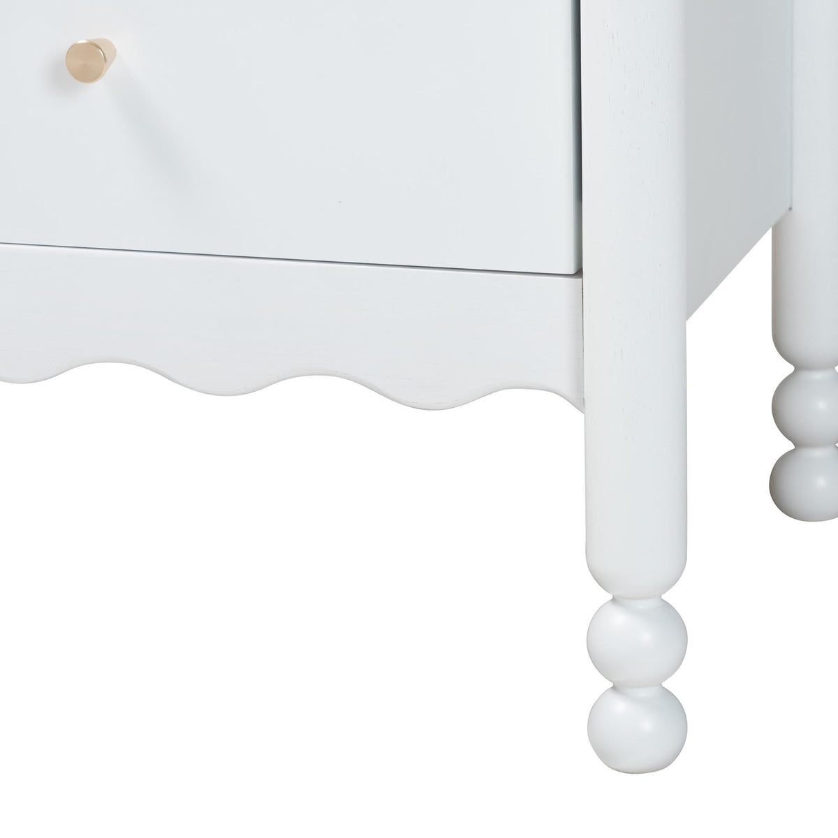 Hoffman Nightstand - 2-Drawer Bedside Table with Scalloped Apron and Turned Legs for Bedroom, White